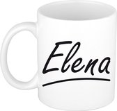 Elena naam cadeau mok / beker sierlijke letters - Cadeau collega/ moederdag/ verjaardag of persoonlijke voornaam mok werknemers