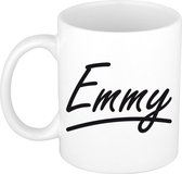 Emmy naam cadeau mok / beker sierlijke letters - Cadeau collega/ moederdag/ verjaardag of persoonlijke voornaam mok werknemers