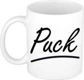 Puck  naam cadeau mok / beker sierlijke letters - Cadeau collega/ moederdag/ verjaardag of persoonlijke voornaam mok werknemers