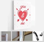 Set of creative Valentines Day cards with hearts,dots,hugs and kisses,gift box and arrows - Modern Art Canvas - Vertical - 1011681682 - 115*75 Vertical