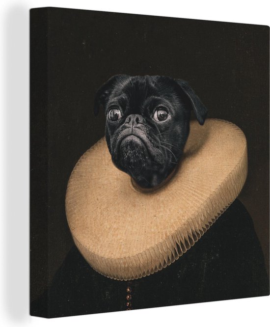 Peintures sur Toile Chien - Vêtements - Le Moyen-Âge - 20x20 cm - Décoration murale