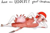 Have an udderly great Christmas! - Kerstkaart met envelop - Dieren - Koe - Grappig - Engels - Foute kerstkaart