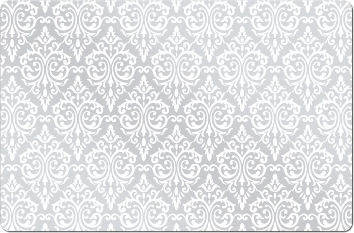 Set van 12x stuks rechthoekige placemats met witte barok print 43,5 x 28,5 cm - Vintage tafel onderleggers