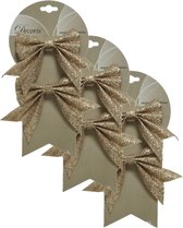 12x noeuds de décoration/noeuds champagne paillettes sur clip 18,5 x 14 cm - Décorations de Noël