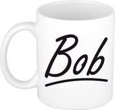 Bob naam cadeau mok / beker met sierlijke letters - Cadeau collega/ vaderdag/ verjaardag of persoonlijke voornaam mok werknemers