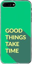 Apple iPhone 8 Plus Telefoonhoesje - Transparant Siliconenhoesje - Flexibel - Met Quote - Good Things - Groen