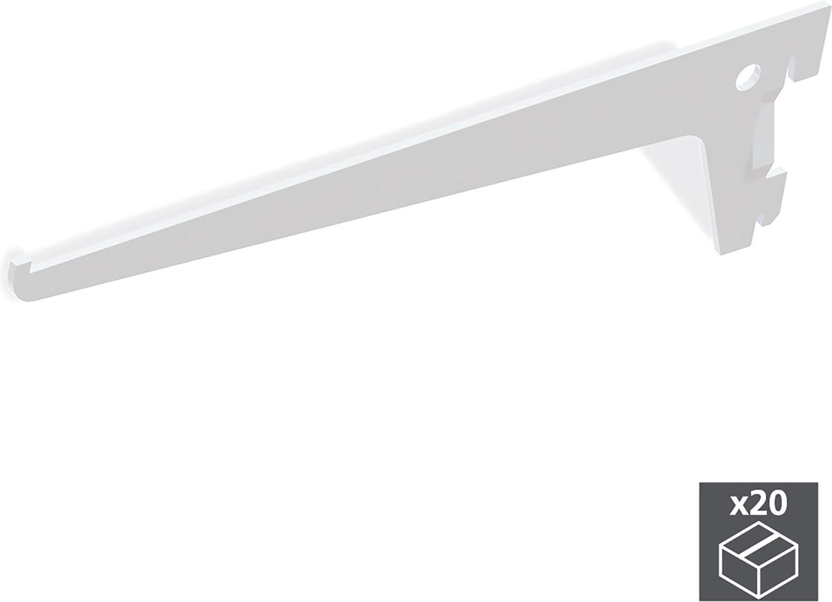 Emuca Drager voor planken glas/hout, profielen gat 50 mm, 200 mm, Staal, Wit, 20 st.