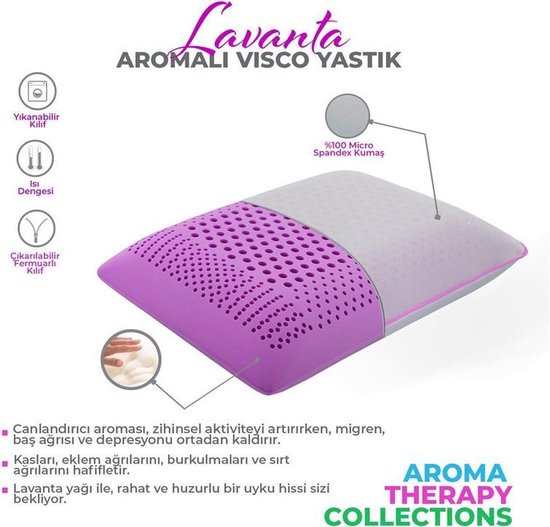 Sleeptech® Memory Foam - NASA - Memory kussen - Ergonomique - Aroma Therapy Pillow Lavande - 60x40x16 cm