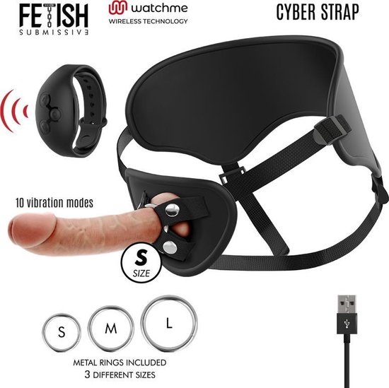CYBER STRAP | Cyber Strap Harness With Dildo Remote Control Watchme S Technology