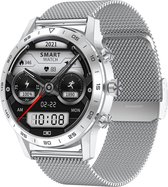 Belesy® ROTARY - Smartwatch Heren – Smartwatch Dames - Horloge – Stappenteller – Calorieën - Hartslag – Sporten - Splitscreen - Kleurenscherm - Full Touch - Bluetooth Bellen – Staal – Zilver - Moederdag