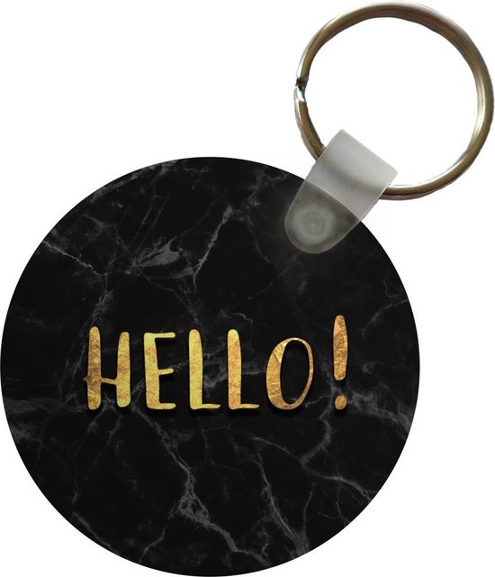 Sleutelhanger - Quote - Hallo - Goud - Marmer - Plastic - Rond - Uitdeelcadeautjes