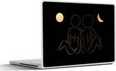 Laptop sticker - 13.3 inch - Vrouwen - Maan - Gold - Line art - 31x22,5cm - Laptopstickers - Laptop skin - Cover