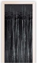 Set van 3x stuks zwart metallic folie party deurgordijn 100 x 250 cm - Halloween thema versiering