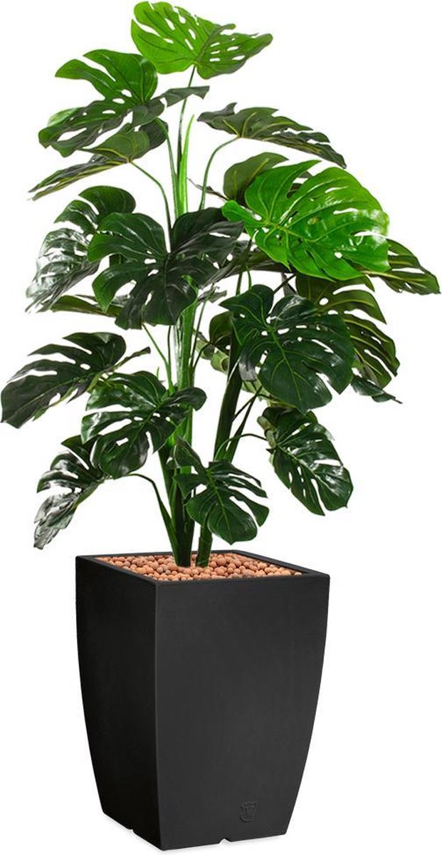 HTT - Kunstplant Monstera in Genesis vierkant antraciet H150 cm