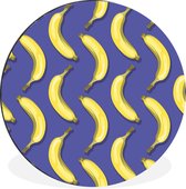 WallCircle - Wall Circle - Wall Circle - Banane - Motifs - Bleu - Aluminium - Dibond - 60x60 cm - Intérieur et Extérieur