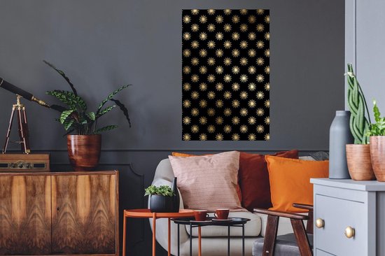 Muurstickers - Sticker Folie - Patronen - Sterren - Goud - 60x90 cm - Plakfolie - Muurstickers Kinderkamer - Zelfklevend Behang - Zelfklevend behangpapier - Stickerfolie