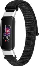 Nylon Smartwatch bandje - Geschikt voor Fitbit Luxe nylon bandje - zwart - Strap-it Horlogeband / Polsband / Armband