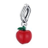 Zilveren hangende bedel Rode appel