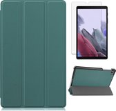 Tablet hoes geschikt voor Samsung Galaxy Tab A7 Lite (2021) - Tri-Fold Book Case + Screenprotector - Donker Groen