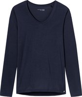 SCHIESSER dames Mix+Relax T-shirt, lange mouw, V-hals, donkerblauw -  Maat: L