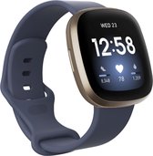 Bandje geschikt voor Fitbit Versa 3 - Maat L - Polsband - Horlogebandje - Siliconen - Grijsblauw