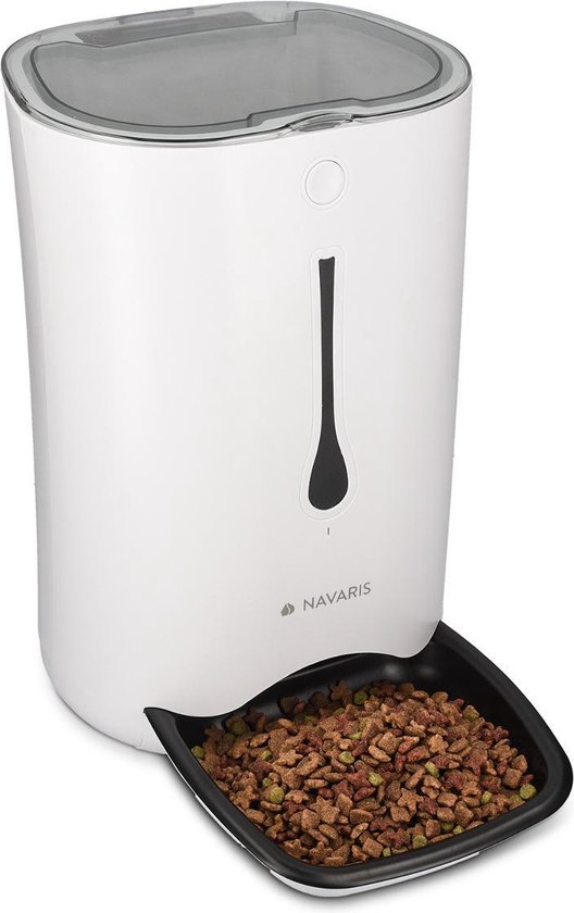 Navaris automatische voerbak voor huisdieren - Voerautomaat - 4 maaltijden per dag voor hond en kat - Werkt op stroom en batterijen - Inhoud 6 liter