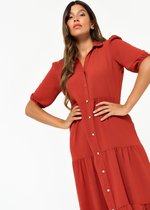 LOLALIZA Lange hemd jurk met korte mouwen - Roze - Maat 44