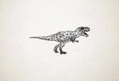 Line Art - Dinosaurus T-Rex - XS - 14x30cm - Zwart - geometrische wanddecoratie