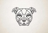 Line Art - Hond - Amerikaanse Bulldog - XS - 23x30cm - Zwart - geometrische wanddecoratie