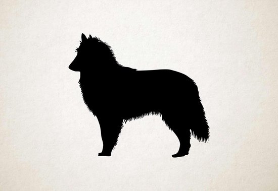 Silhouette hond - Belgian Shepherd Dog (groenendael) - Belgische Herder (Groenendael) - L - 75x85cm - Zwart - wanddecoratie