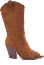 WELOVESHOES®  met Hak - Suedine - Camel - Maat 37