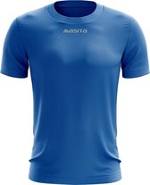 Masita | Active Sportshirt Dames Korte Mouw - Unisex  - Sneldrogend Sportshirt Heren - Licht Stevig Materiaal - ROYAL BLUE - 140