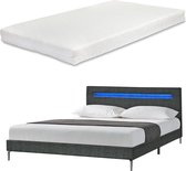 Bed Taastrup met LED-verlichting matras 140x200 donkergrijs