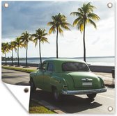 Tuindoek Cuba - Palmboom - Auto - 100x100 cm