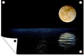 Muurdecoratie Maan - Zee - Nacht - 180x120 cm - Tuinposter - Tuindoek - Buitenposter