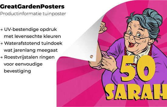 Décoration de jardin Anniversaire - Cadeau d'anniversaire - Femme - Décoration 50 ans - 60x40 cm - Affiche jardin