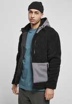 Urban Classics Jacket -L- Hooded Sherpa Zwart/Grijs