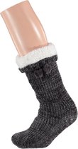 HomeSocks Apollo | Dames | Zwart Chenille pompoen met Antislip