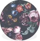 WallCircle - Cercle mural - Cercle mural - Fleurs - Jardin - Blauw - Aluminium - Dibond - 140x140 cm - Intérieur et Extérieur