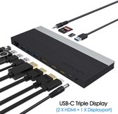 USB-C / Thunderbolt 3 Docking station (100W) met 2 x HDMI + 1 x Displayport +  Ethernet + Audio + 4 x USB-A + Kaartlezer