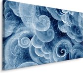 Schilderij - Abstracte geagiteerde golven, blauw, premium print