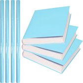 4x Rouleaux de papier cadeau / papier de couverture 200 x 70 cm - bleu pastel - papier de couverture pour livres scolaires / couvertures de livres