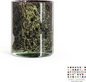 Design Vaas Cilinder - Fidrio MOUNTAIN GREEN - glas, mondgeblazen bloemenvaas - diameter 13,5 cm hoogte 16,5 cm