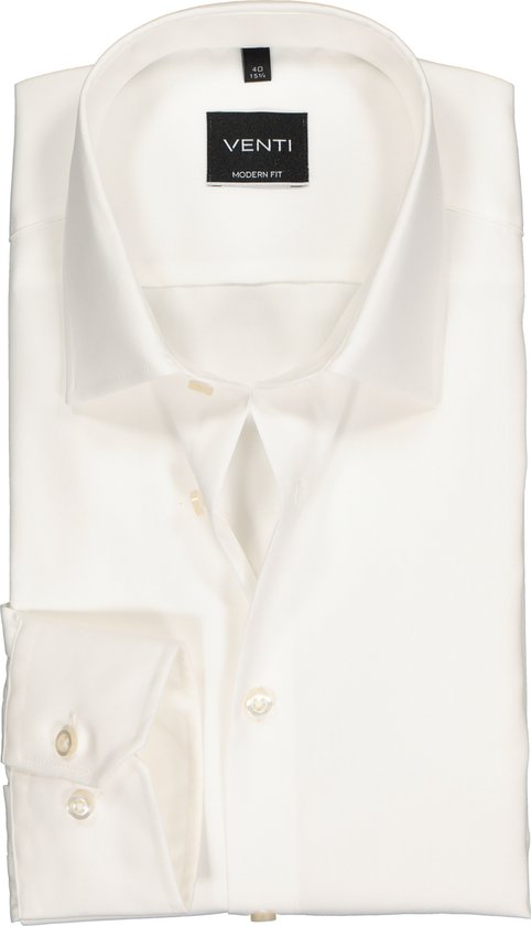 VENTI modern fit overhemd - mouwlengte 7 - beige - Strijkvrij - Boordmaat: 43