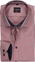 VENTI body fit overhemd - rood met blauw en wit structuur (contrast) - Strijkvriendelijk - Boordmaat: 43