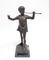 Bronzen beeld - Peter Pan - Mystiek sculptuur - 32 cm hoog