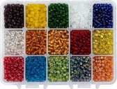 Kralen | Kralen set voor sieraden maken - 15 Kleuren Regenboog - 4mm - Glas Zaad Kralen - Kit voor Sieraden Maken - Rocaille - DIY - Volwassenen - Kinderen - Kralenset - Seed Beads