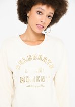 LOLALIZA Sweater met tekst - Wit - Maat XL
