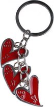 sleutelhanger hartjes meisjes 6 cm staal rood
