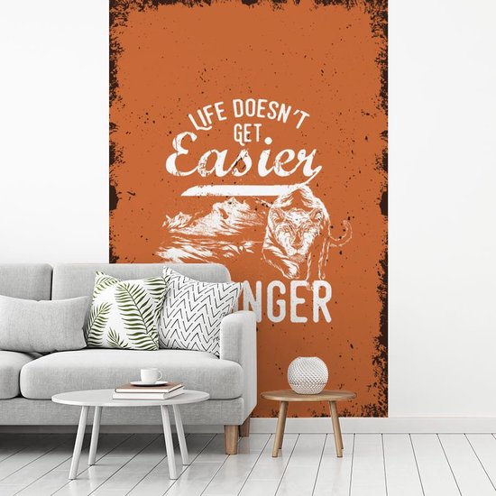 Behang - Fotobehang Vintage - Tijger - Oranje - Breedte 170 cm x hoogte 260 cm